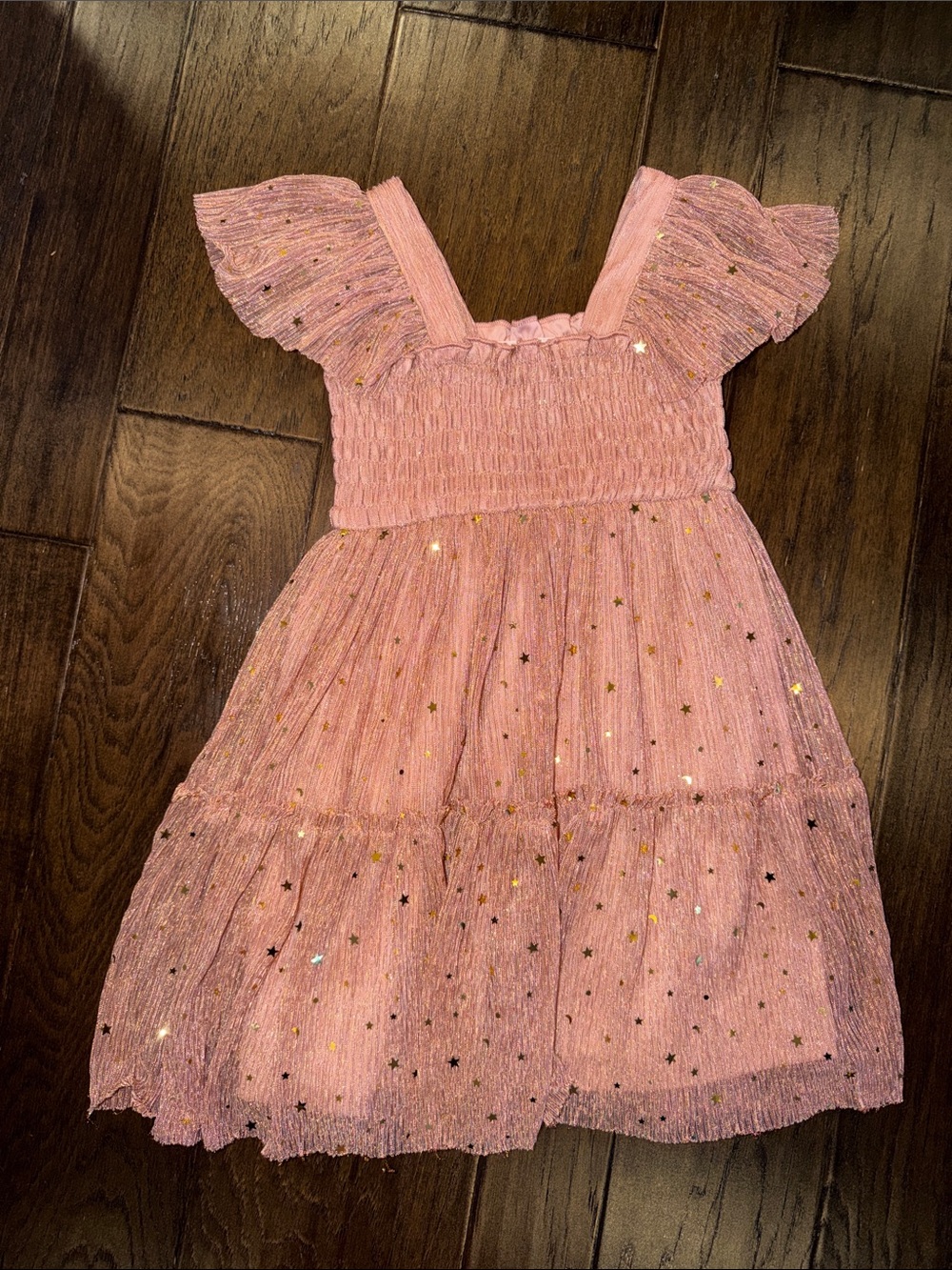 Zunie Girls' Pink Star-Embellished Flutter Sleeve Dress 4t